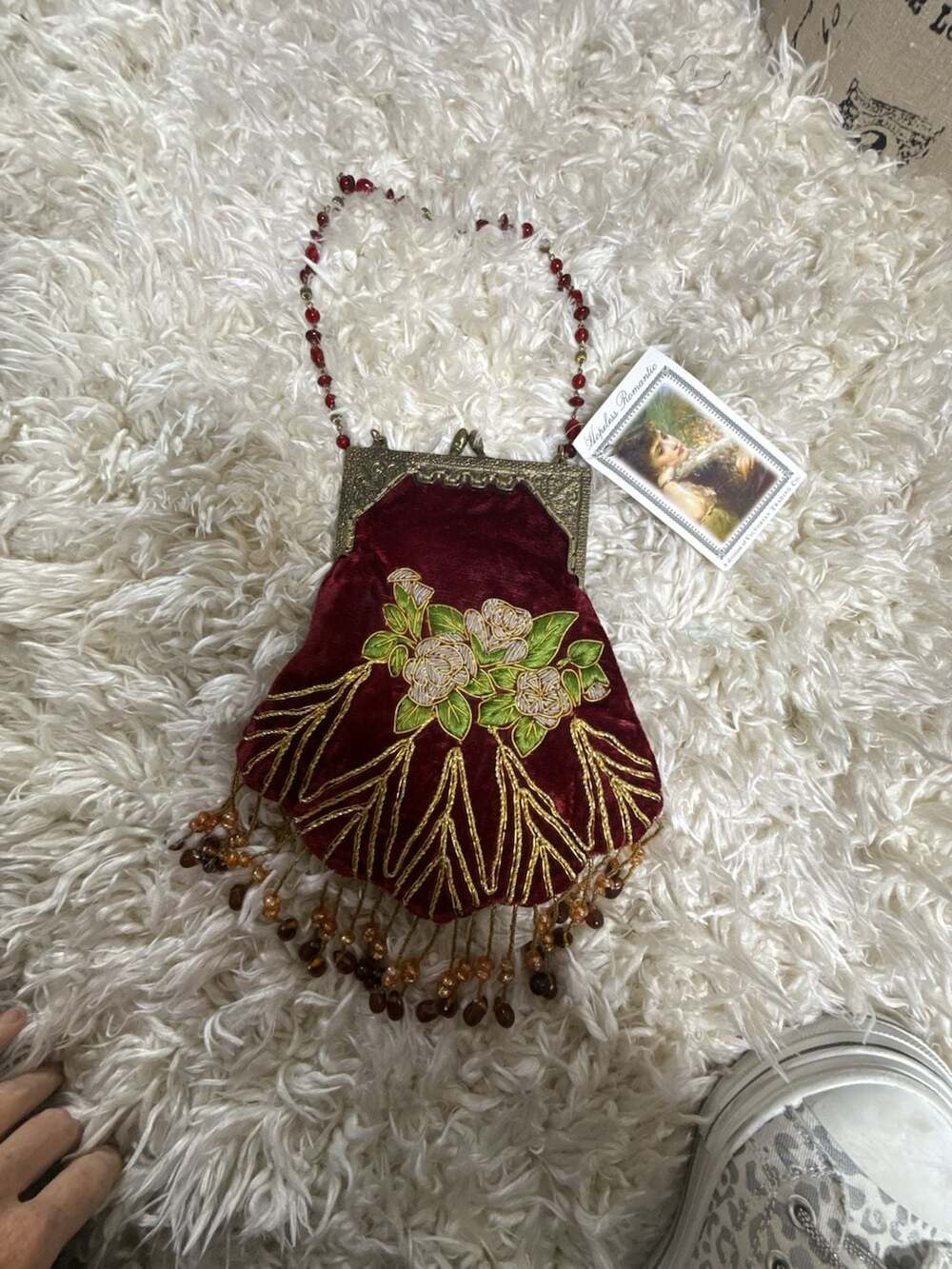 Hopeless Romantic Velvet Embroidered Beaded Clutch Purse